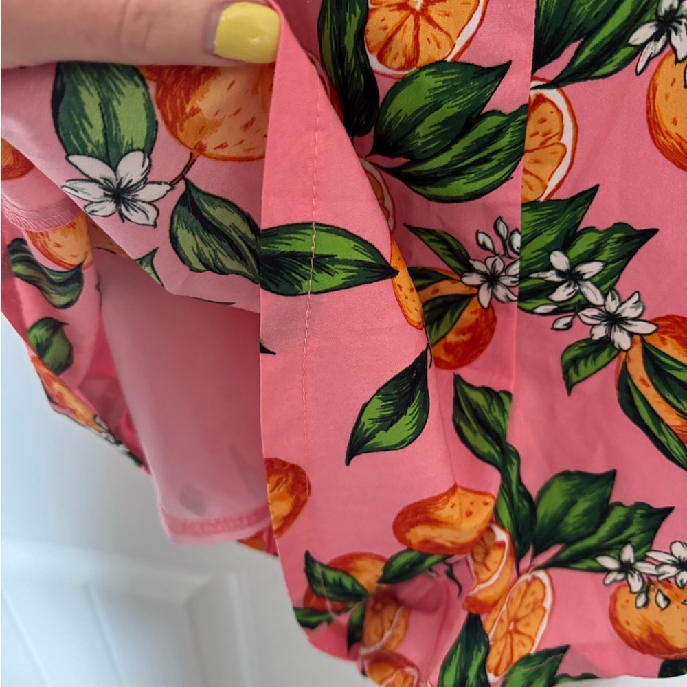 Goodnight Macaroon Pink Citrus Print Romper - Picture 3 of 7